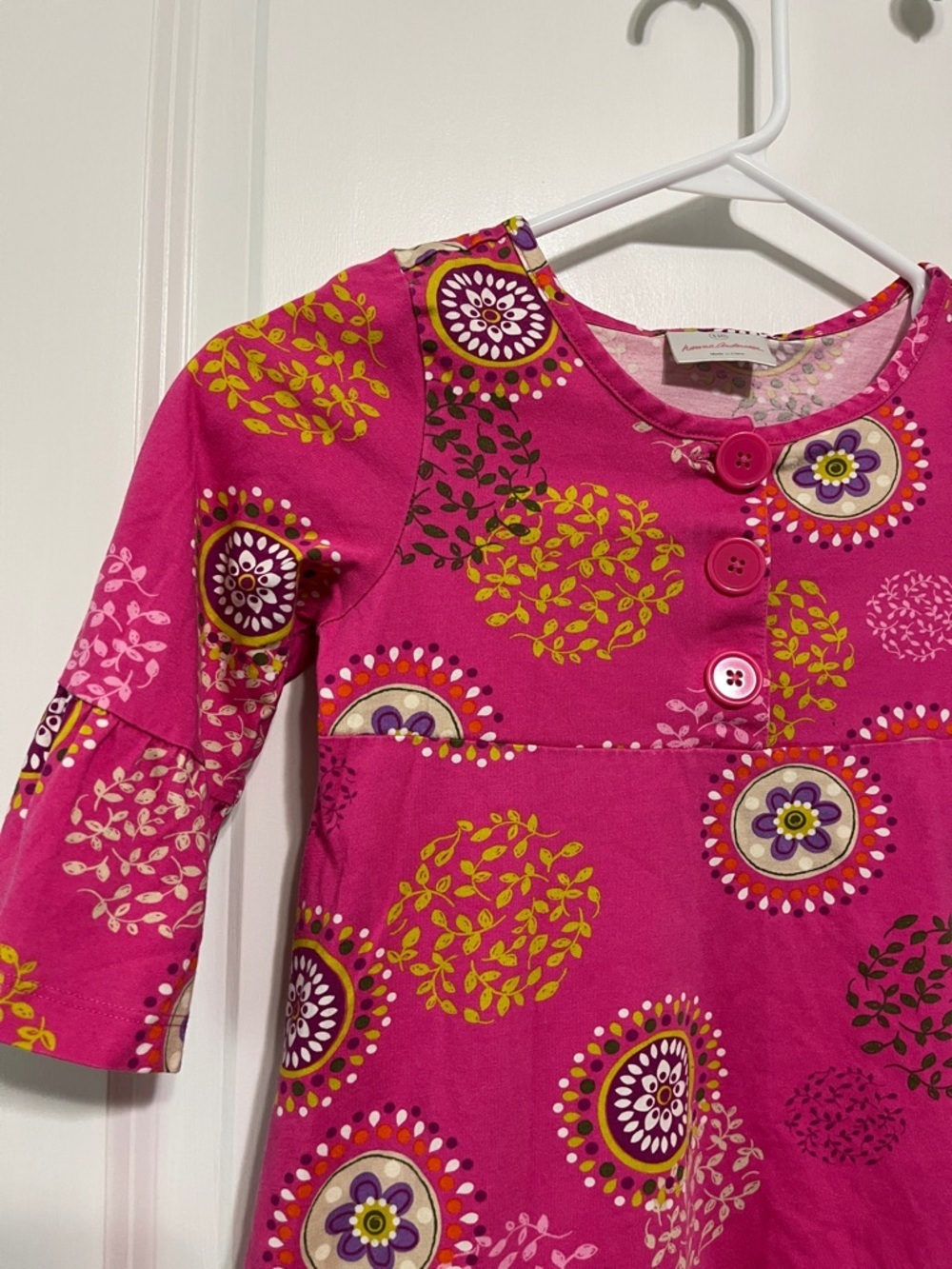 Hanna Andersson Fuchsia Floral Circle-Print Dress Sz 5 - Picture 2 of 5